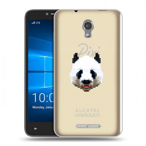 Полупрозрачный дизайнерский пластиковый чехол для Alcatel OneTouch Pixi First Прозрачные панды - смайлики
