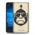 Полупрозрачный дизайнерский пластиковый чехол для Alcatel OneTouch Pixi First Прозрачные обезьяны