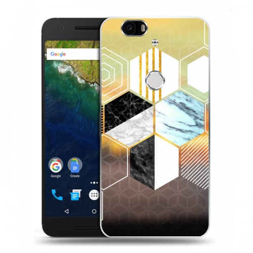 Дизайнерский силиконовый чехол для Google Huawei Nexus 6P Геометрический мрамор