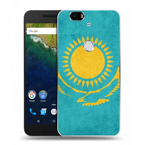 Дизайнерский силиконовый чехол для Google Huawei Nexus 6P Флаг Казахстана