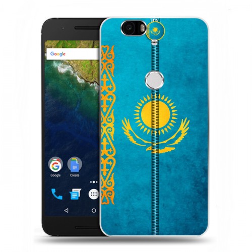 Дизайнерский силиконовый чехол для Google Huawei Nexus 6P Флаг Казахстана