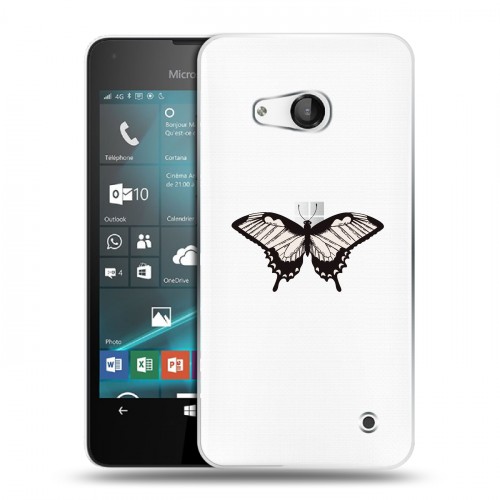 Полупрозрачный дизайнерский пластиковый чехол для Microsoft Lumia 550 прозрачные Бабочки 