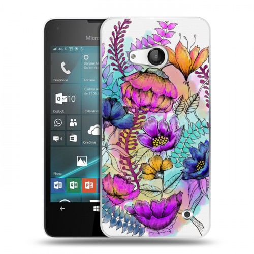Дизайнерский пластиковый чехол для Microsoft Lumia 550 Цветочная акварель