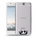 Полупрозрачный дизайнерский пластиковый чехол для HTC One A9 Прозрачные панды - смайлики