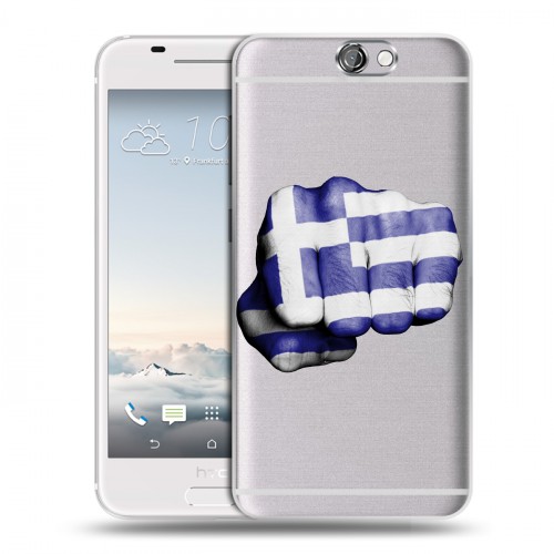 Полупрозрачный дизайнерский пластиковый чехол для HTC One A9 флаг греции