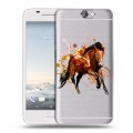 Полупрозрачный дизайнерский силиконовый чехол для HTC One A9 Прозрачные лошади и единороги 