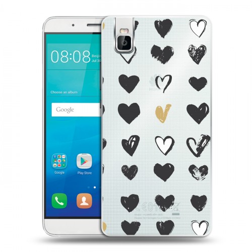 Полупрозрачный дизайнерский пластиковый чехол для Huawei ShotX Стильные сердца