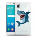 Полупрозрачный дизайнерский пластиковый чехол для Huawei ShotX Прозрачные акулы