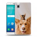 Дизайнерский пластиковый чехол для Huawei ShotX Собака и котенок