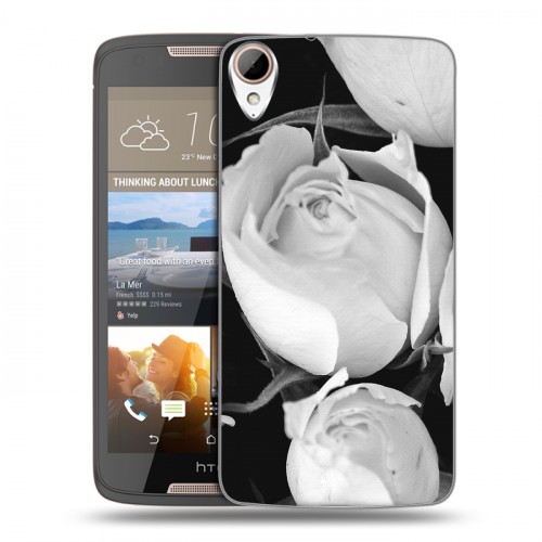 Дизайнерский пластиковый чехол для HTC Desire 828 Монохромные цветы