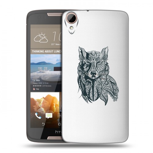 Полупрозрачный дизайнерский пластиковый чехол для HTC Desire 828 Волки
