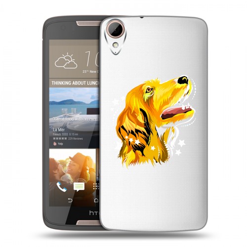 Полупрозрачный дизайнерский силиконовый чехол для HTC Desire 828 Прозрачные собаки