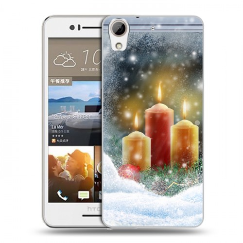Дизайнерский пластиковый чехол для HTC Desire 728 Новогодние свечки