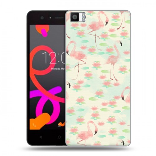 Дизайнерский силиконовый чехол для BQ Aquaris M5 Розовые фламинго