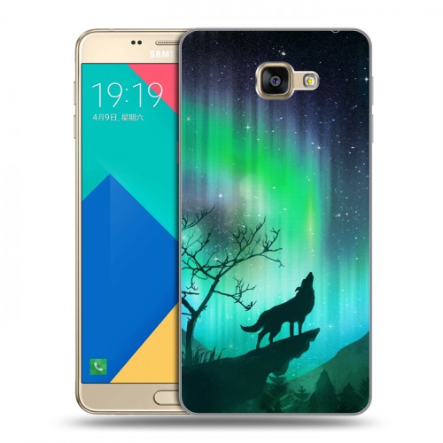 Дизайнерский силиконовый чехол для Samsung Galaxy A9 Северное сияние и волк