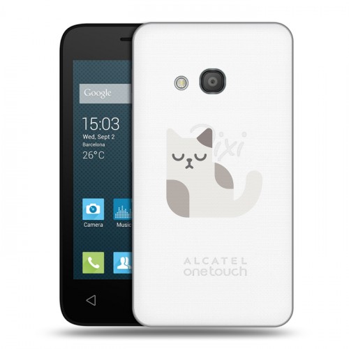 Полупрозрачный дизайнерский пластиковый чехол для Alcatel One Touch Pixi 4 (4) Прозрачные кошки