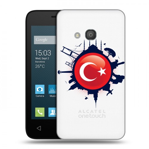 Полупрозрачный дизайнерский пластиковый чехол для Alcatel One Touch Pixi 4 (4) Флаг Турции