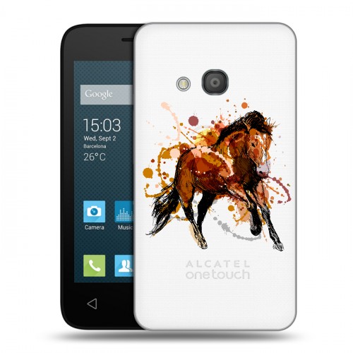 Полупрозрачный дизайнерский пластиковый чехол для Alcatel One Touch Pixi 4 (4) Прозрачные лошади и единороги 