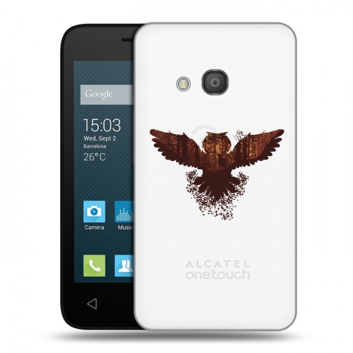Полупрозрачный дизайнерский силиконовый чехол для Alcatel One Touch Pixi 4 (4) Прозрачные совы