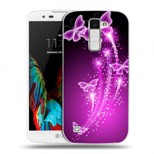 Дизайнерский пластиковый чехол для LG K10 Бабочки фиолетовые
