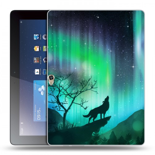 Дизайнерский пластиковый чехол для Huawei MediaPad M2 10 Северное сияние и волк