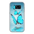 Дизайнерский силиконовый чехол для Samsung Galaxy S7 Edge Бабочки голубые