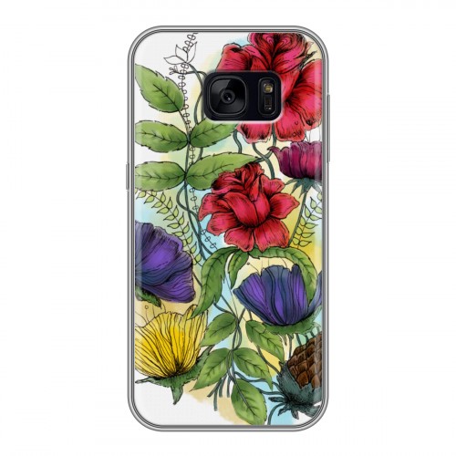 Дизайнерский силиконовый чехол для Samsung Galaxy S7 Edge Цветочная акварель