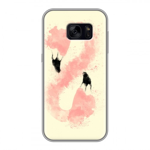 Дизайнерский силиконовый чехол для Samsung Galaxy S7 Edge Розовые фламинго