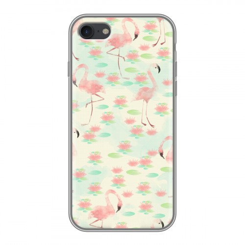 Дизайнерский силиконовый чехол для Iphone 7 Розовые фламинго
