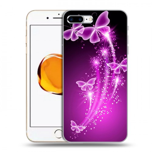 Дизайнерский силиконовый чехол для Iphone 7 Plus / 8 Plus Бабочки фиолетовые