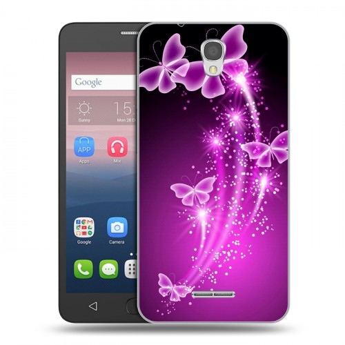 Дизайнерский силиконовый чехол для Alcatel Pop 4 Бабочки фиолетовые