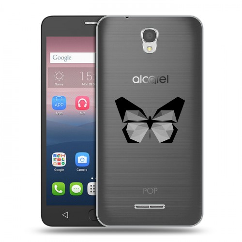 Полупрозрачный дизайнерский силиконовый чехол для Alcatel Pop 4 прозрачные Бабочки 