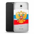 Полупрозрачный дизайнерский пластиковый чехол для Alcatel Pop 4 Plus Российский флаг