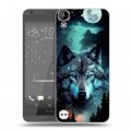 Дизайнерский пластиковый чехол для HTC Desire 530 Волк и луна