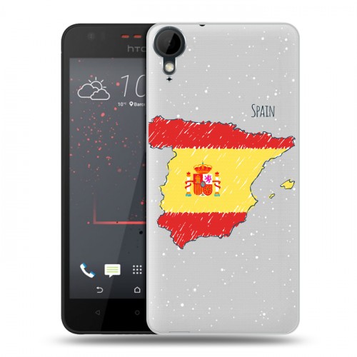 Полупрозрачный дизайнерский пластиковый чехол для HTC Desire 825 флаг Испании