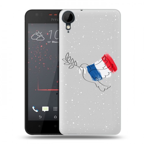 Полупрозрачный дизайнерский пластиковый чехол для HTC Desire 825 Флаг Франции