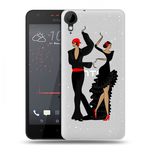 Полупрозрачный дизайнерский пластиковый чехол для HTC Desire 825 Прозрачные танцоры 
