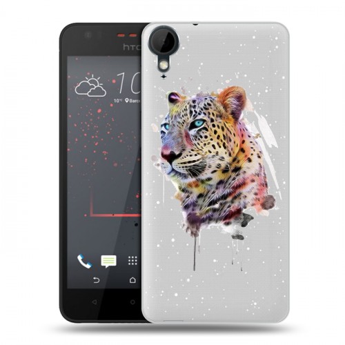 Полупрозрачный дизайнерский пластиковый чехол для HTC Desire 825 Прозрачные леопарды