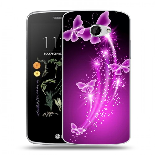 Дизайнерский силиконовый чехол для LG K5 Бабочки фиолетовые
