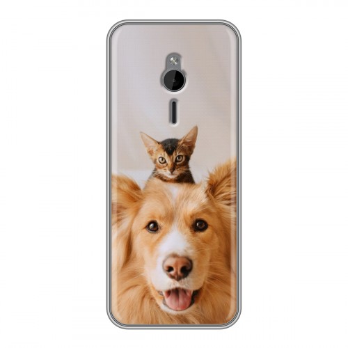 Дизайнерский силиконовый чехол для Nokia 230 Собака и котенок