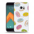 Полупрозрачный дизайнерский пластиковый чехол для HTC 10 Прозрачные пончики