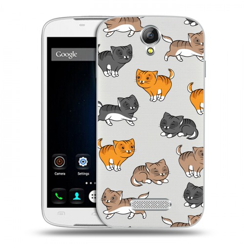 Полупрозрачный дизайнерский силиконовый чехол для Doogee X6 Прозрачные котята