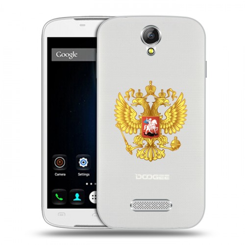 Полупрозрачный дизайнерский силиконовый чехол для Doogee X6 Российский флаг