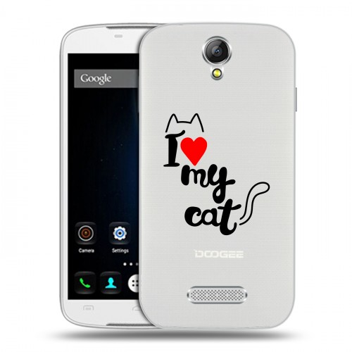Полупрозрачный дизайнерский пластиковый чехол для Doogee X6 Прозрачные кошки