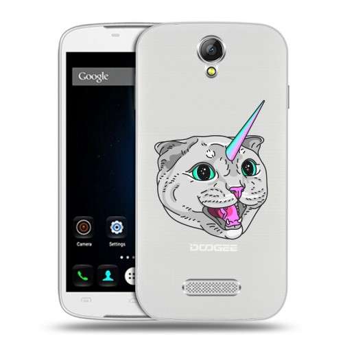 Полупрозрачный дизайнерский пластиковый чехол для Doogee X6 Прозрачные кошки