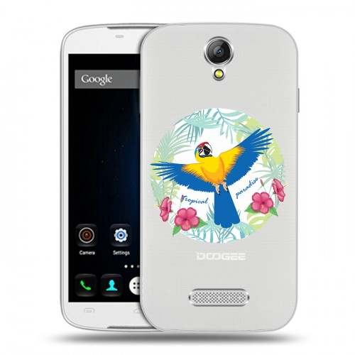 Полупрозрачный дизайнерский пластиковый чехол для Doogee X6 Прозрачные попугаи