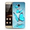 Дизайнерский пластиковый чехол для Huawei Honor 5C Бабочки голубые