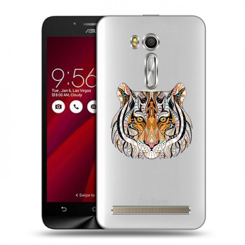 Полупрозрачный дизайнерский силиконовый чехол для ASUS Zenfone Go 5.5 Прозрачные тигры