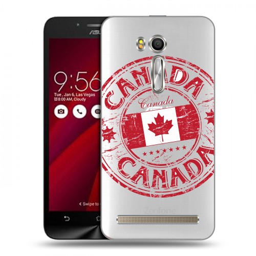 Полупрозрачный дизайнерский пластиковый чехол для ASUS Zenfone Go 5.5 Флаг Канады