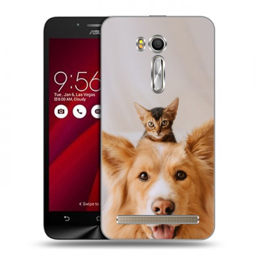 Дизайнерский силиконовый чехол для ASUS Zenfone Go 5.5 Собака и котенок